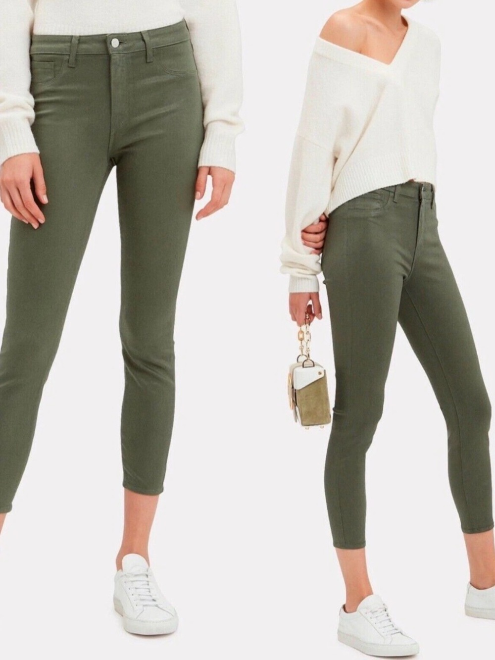 L'AGENCE Olive Green Slim Chinos size 25x25